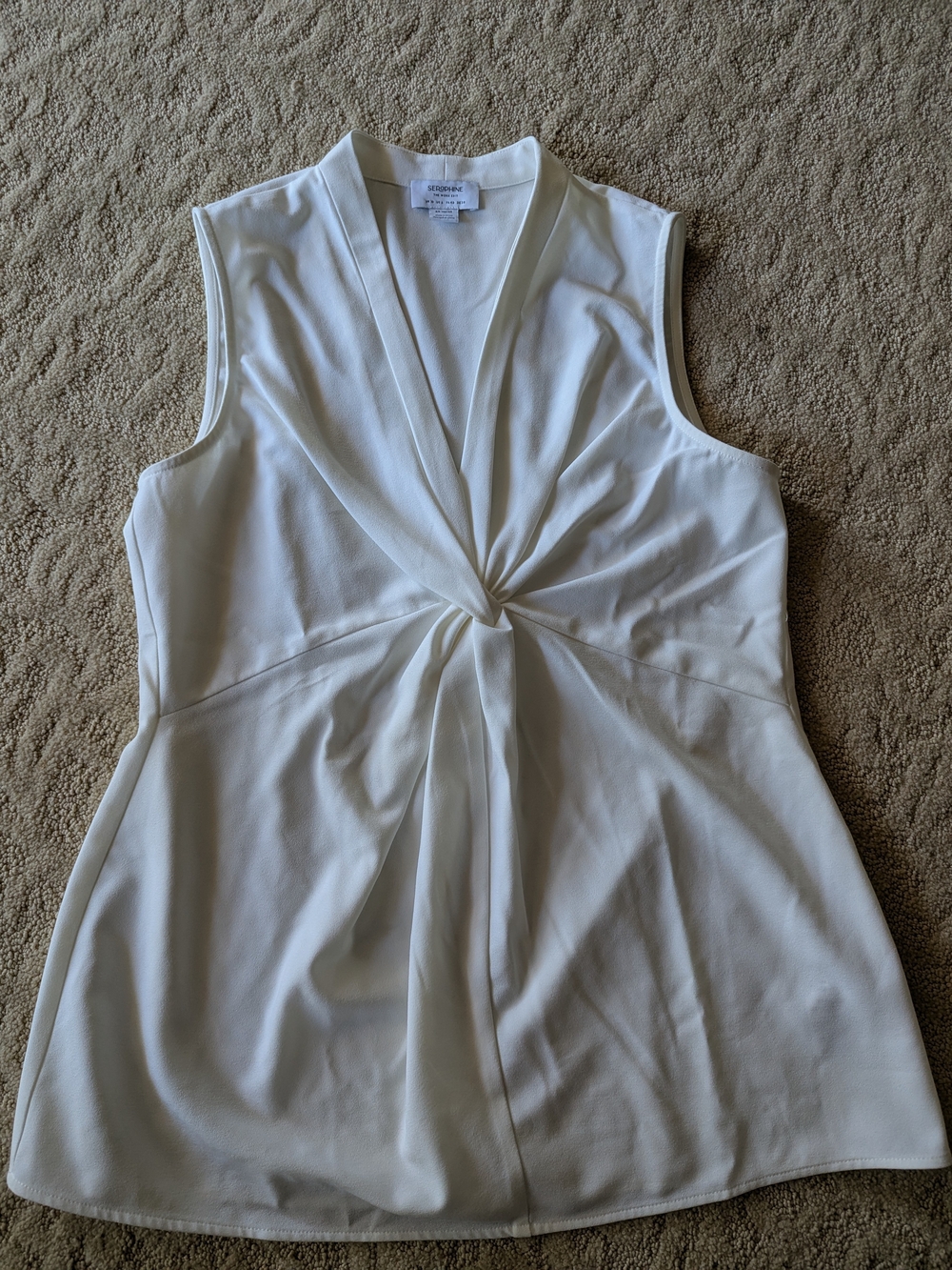Seraphone Maternity Sleeveless Twist-Front Women’s Top in Cream